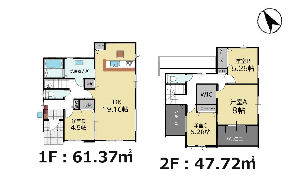 糟屋郡篠栗町乙犬第10-1棟（1号棟）の間取り|全居室収納付きで便利です。