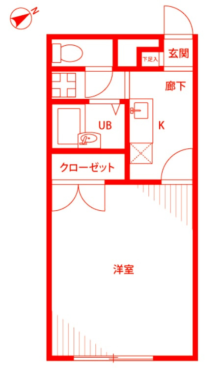 アムールKURIHAMAの間取り|広々26.08㎡の1Kタイプ♪