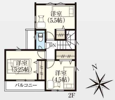 あきる野市二宮/東秋留駅徒歩3分♪ZEH＆太陽光搭載の新築住宅の間取り|間取図２階