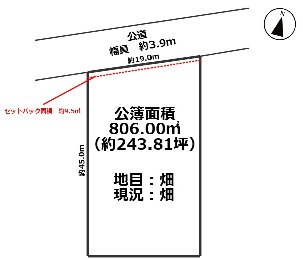 敦賀市莇生野243坪売地の土地図