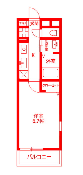 アムール横須賀中央の間取り|6.7帖の広々とした洋室♪