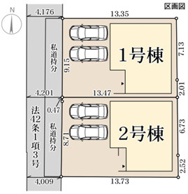 リーブルガーデン寝屋川市萱島東1丁目7期の区画図