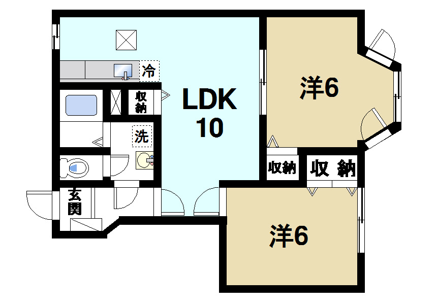 シェルマンの間取り|2LDKの間取り