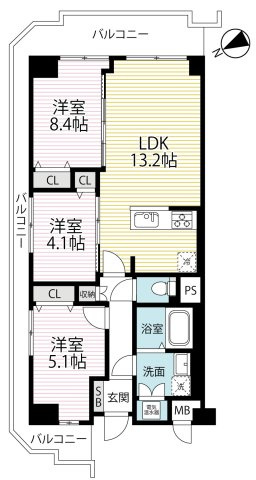 ◆令和８年９月室内リフォーム完了予定◆開放的な４階三方角住戸◆有栖川駅徒歩５分◆ネオコーポ嵯峨野の間取り