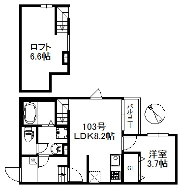 ソラーレ津福駅南 731の間取り