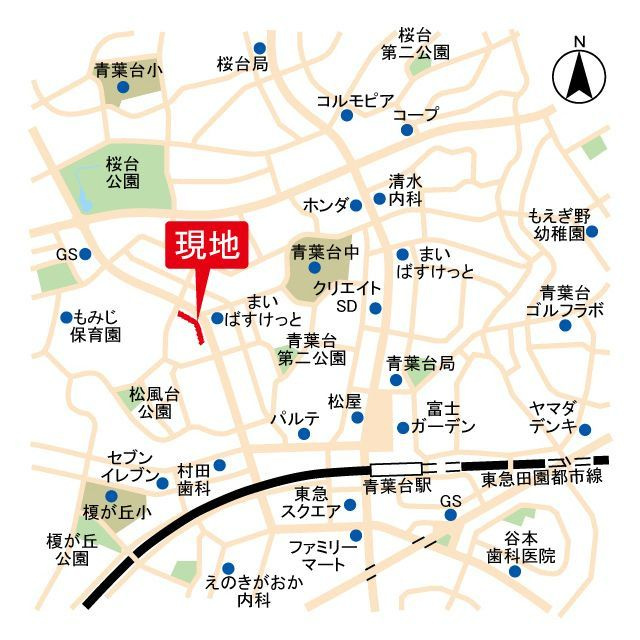 プレシジョン青葉台（旧　ライムライト松風台３）の地図