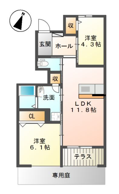 アヴェニール陽向の間取り