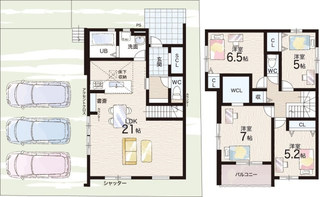 羽曳野市羽曳が丘西　第2期　新築一戸建ての間取り