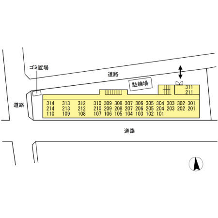 germer武蔵中原(ｼﾞｪﾙﾒﾑｻｼﾅｶﾊﾗ)の区画図