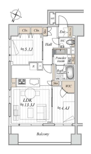 リビオ東京の間取り|リビオ東京：北西向き角部屋につき眺望・通風良好！全居室収納・窓が付いた２ＬＤＫリノベーション物件です！