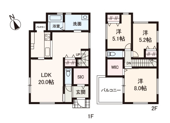 【間取り】 | 松原市天美北8丁目　新築戸建 | 広々リビングで家族団らん！個室も収納も充実の3LDK新築戸建。カースペース1台分有(車種による)。