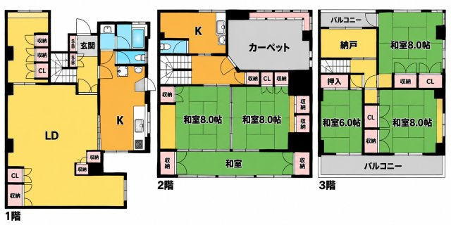 【間取り】 | ガーデンレジデンス御棚C(テラスハウス)