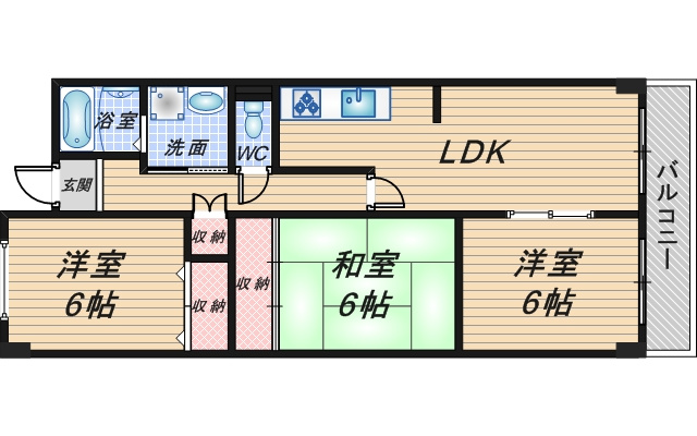 日恵ハイツＤ棟の間取り