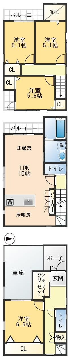 豊中市服部寿町3丁目　中古戸建の間取り