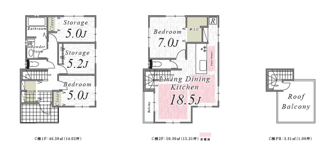 【間取り】 | 練馬区向山３丁目　新築戸建て　C号棟 | 明るく開放的な2階LDK、家族が自然と集まる心地よい空間