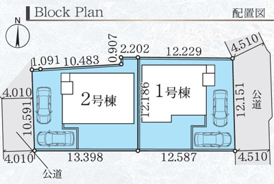 【区画図】 | 藤沢市長後5期 新築戸建 全2棟 | 4LDK、土地面積150.96m2、建物面積108.47m2