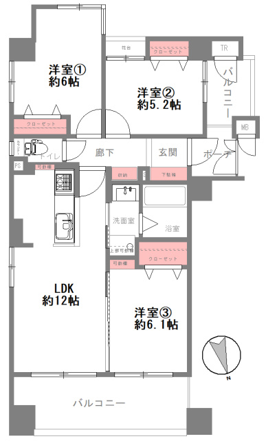 キングマンションプレソワールみなと通の間取り