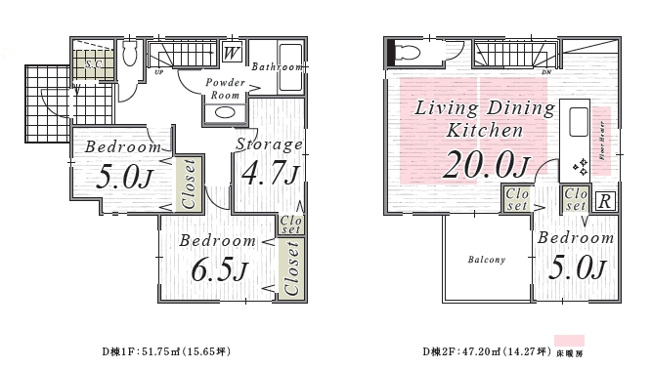 【間取り】 | 練馬区向山３丁目　新築戸建て　D号棟 | 明るく開放的な2階LDK、家族が自然と集まる心地よい空間