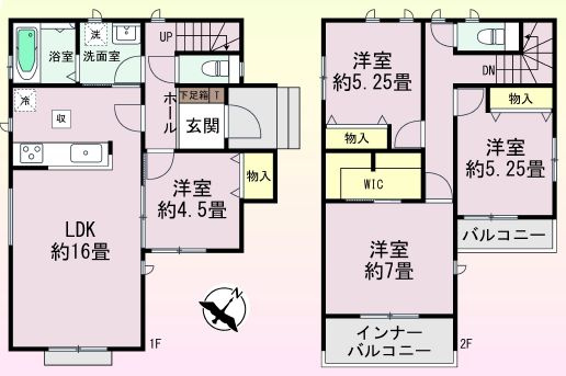 ハートフルタウン前橋市山王町1丁目22番　A号棟の間取り|収納充実♪南向きの4LDKで陽当たり良好な間取りです！
土地面積149.52㎡、建物面積95.63㎡で十分な広さです！