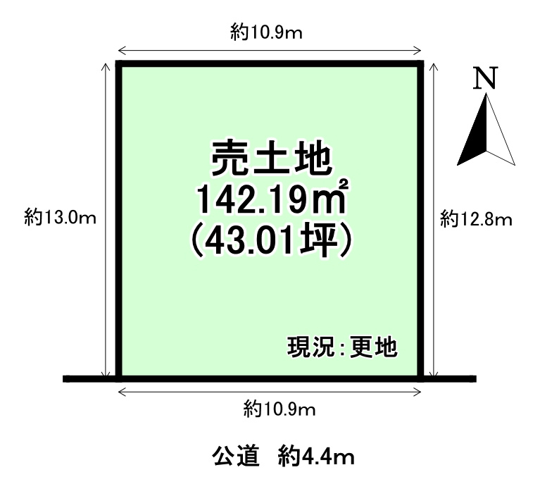 売土地　橿原市葛本町の土地図|土地面積:142.19ｍ2