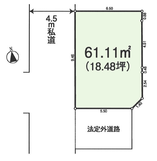 練馬区豊玉南3丁目　建築条件なし　角地のような限定1区画の土地図