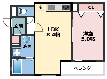 CASA　CALMA上野口の間取り