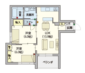 （シニア限定）ヘーベルVillage逗子の間取り|シニアに優しい充実した設備