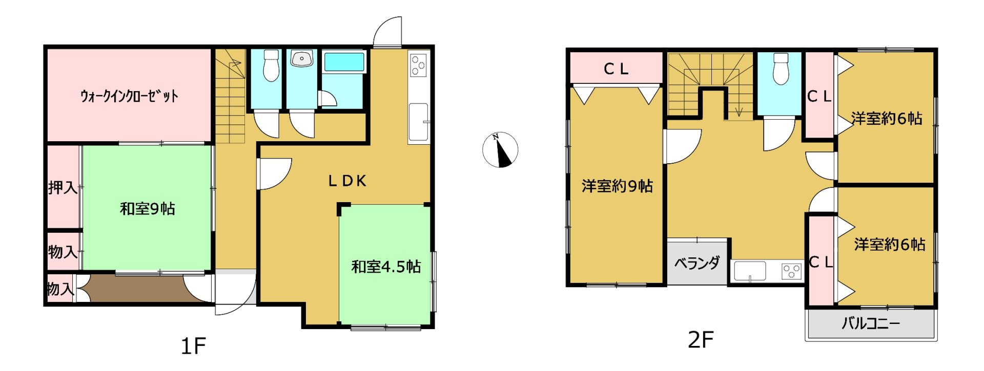 羽生市藤井上組　中古一戸建ての間取り|大型WIC完備！その他6カ所に収納完備で物の置き場に困らない間取り♪