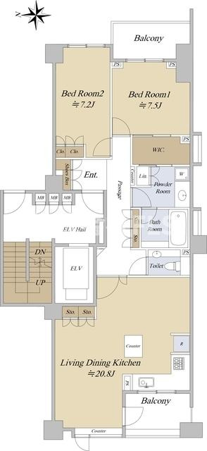 新宿区若葉１丁目の賃貸マンションの間取り