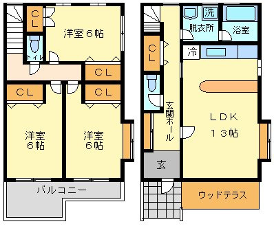 世田谷区千歳台１丁目のテラスの間取り