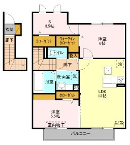 バレーヌＢの間取り|反転タイプ