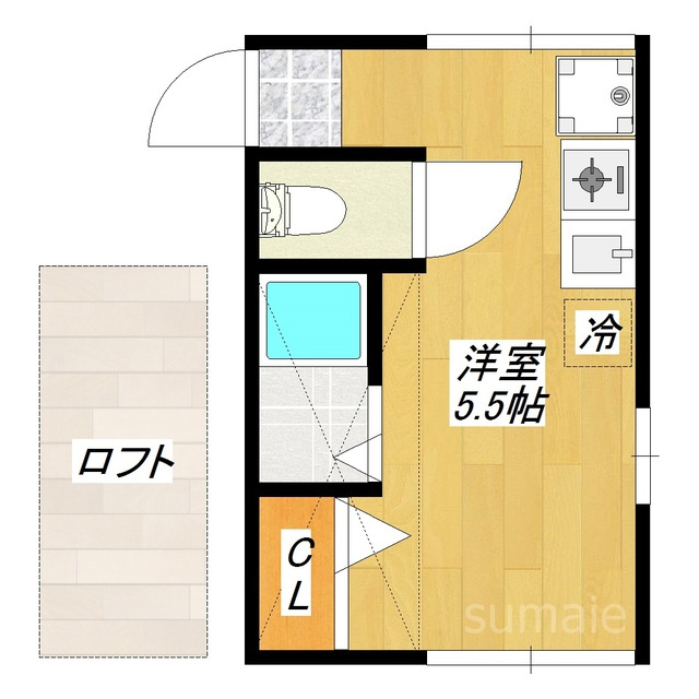 サンク王子神谷の間取り|ワンルームタイプ！ロフト付きです！