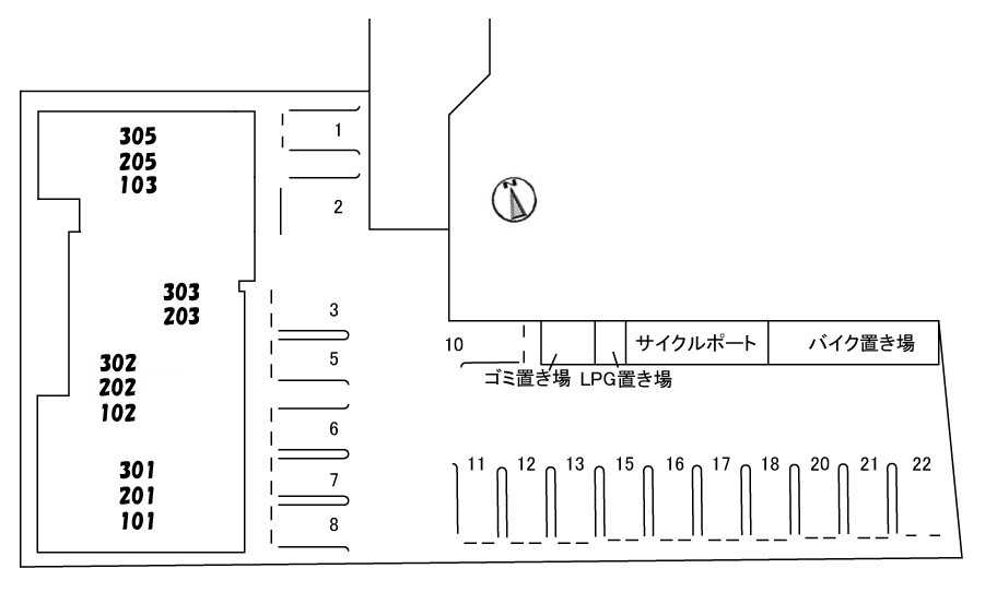 ラ・パルテール旭川　１１番館の区画図