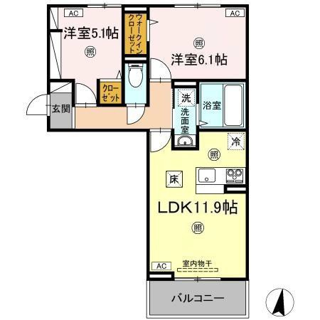 徳島市八万町法花のアパートの間取り