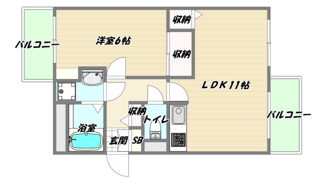 大阪市東淀川区西淡路３丁目の賃貸マンションの間取り