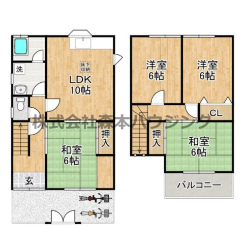 【間取り】 | 　枚方市茄子作2丁目戸建貸家