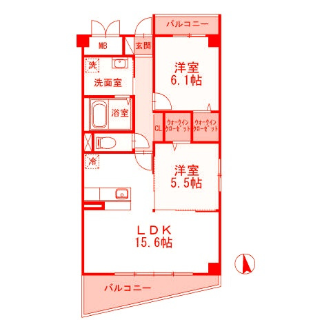 藤沢市藤が岡３丁目の賃貸マンションの間取り