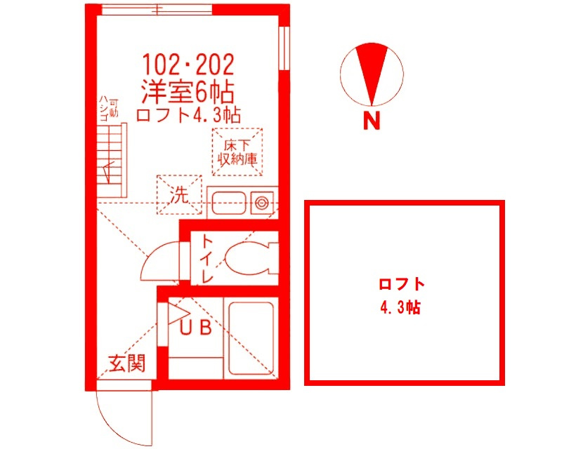 ユナイト逸見フリーチュアの間取り|ロフト付♪