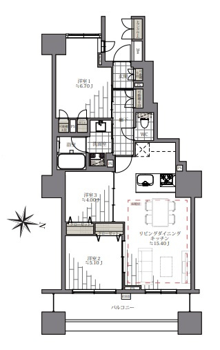 グランドメゾン三軒茶屋の杜の間取り|グランドメゾン三軒茶屋の杜：全居室収納付き３ＬＤＫリノベーション物件は住設備も充実！令和８年１１月末完成予定となっております！