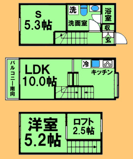 【間取り】 | メゾンクレールⅡ | 間取り図：反転タイプ