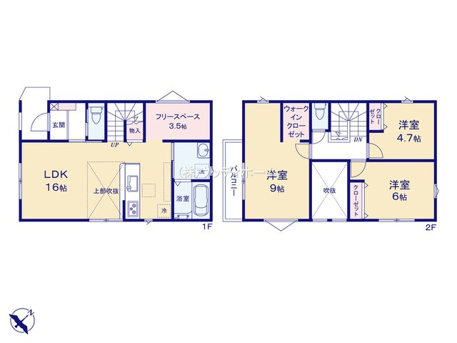 越谷市大沢2期　新築一戸建ての間取り