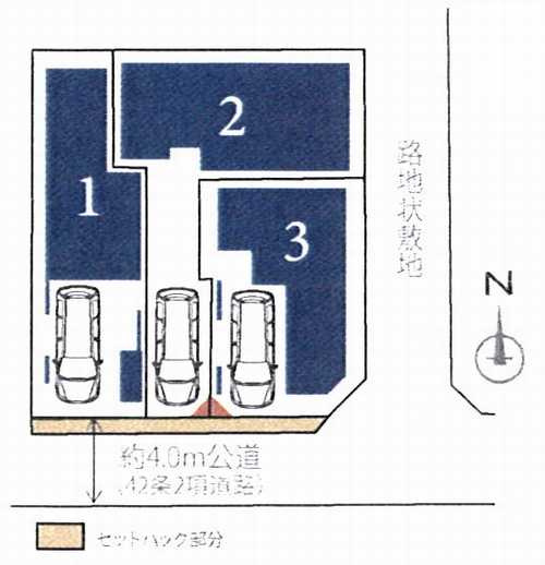 大和市林間2丁目　新築戸建全3棟　1号棟の区画図