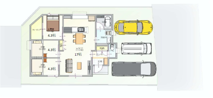 倉敷市大内　の間取り|3SLDKの間取りです