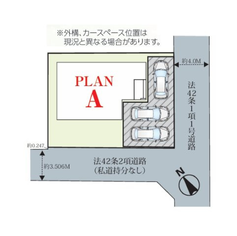阿見町うずら野2丁目　新築戸建の区画図