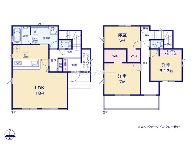 春日部市西金野井12期　新築一戸建ての間取り