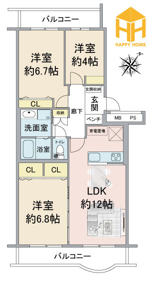 西宮セントポリア1号棟の間取り|※図面と現況が異なる場合は、現況を優先します。