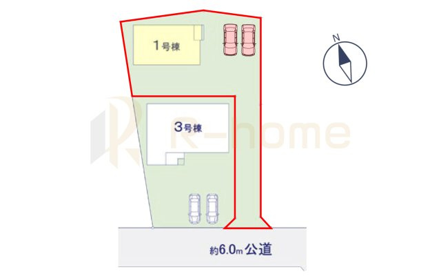 水戸市東前町5期　新築戸建て　1号棟の区画図|大きなお買い物だからこそ、メリット・デメリットを伝えさせて頂きます。
R-homeにお任せください♪