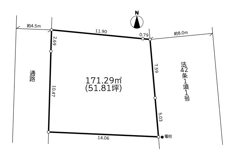 建築条件外せるかも？特に東と西側は建物の距離も空きます。すなわち、陽当りや風抜けは期待してヨシ！！最大で約１３７㎡くらいの建物の建築イケます！！そんな『保土ケ谷区東川島町』条件付きの土地の区画図|西側の通路は、建築基準法上の道路ではありません。