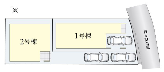北区志茂4丁目 全2棟 1号棟の前面道路含む現地写真|前面道路南東側約4.0ｍ公道に面する全2棟