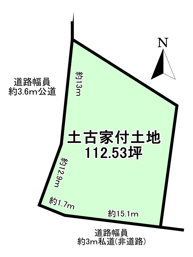売土地　大和高田市築山　の土地図|土地面積：372㎡